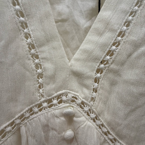 NWT. Lost & Wander Boho Long Lace Sleeve White Mini Dress. Size Medium - Picture 8 of 16